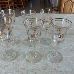 sherry glasses vintage floral design