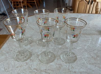 sherry glasses vintage floral design