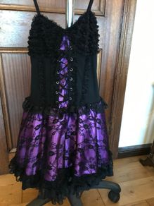 New Two layer Purple/Black Lace Dress