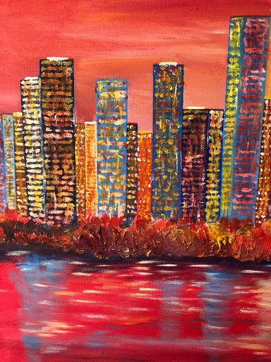 Red City original Oil Painting