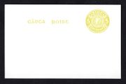1975 Ireland 5p prepaid postcard with yellow/ light green stamp typotrahged on white cardboard.