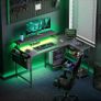 L Shaped Gaming Desk with LED Lights, 100 x 70 cm Computer Desk with Power Outlet Image 8