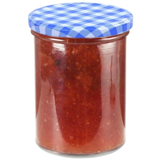 Glass Jam Jars with White and Blue Lid 96 pcs 400 ml
