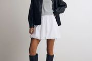 Brand New with tags UK16 Next White 100% Cotton Bubble Hem Mini Skirt