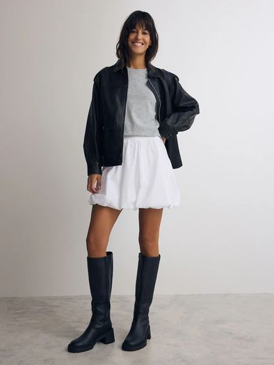 Brand New with tags UK16 Next White 100% Cotton Bubble Hem Mini Skirt