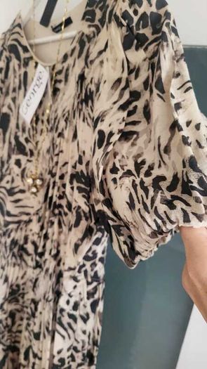 GEORGE beige and black print layered dress Sz 16UK - Bnwt Rrp 16 Sterling