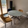 Extendable Grey Dining Table with 4 Gold & Navy Chairs Image 6