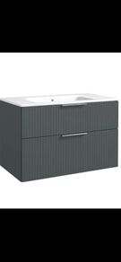 Avara 800 flutted wall hung unit Sage green/white/anthracite