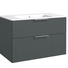 Avara 800 flutted wall hung unit Sage green/white/anthracite