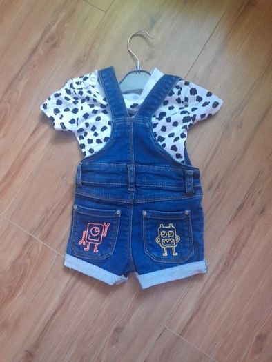 Stacey solomon baby denim dungaree shorts with t shirt
