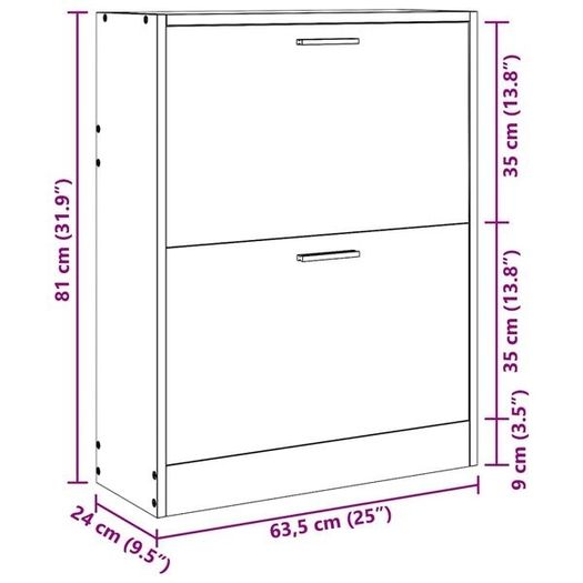 White Wooden Shoe Cabinet with 2 Compartments