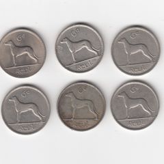 Ireland, 6 x 6d, Coins (No: 404)