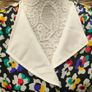 Vintage black floral A-line dress with detachable collar and belt size M or L Image 4