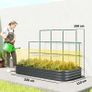 Raised bed with trellis, metal planter with protective edge gloves 220 x 110 x 150 cm, Dark gray Image 2