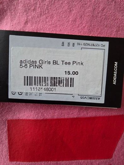 Two girl's Adidas t-shirts, size 5-6, NEW