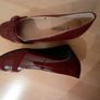 Wide fit low heel wine coloured shoes Image 3