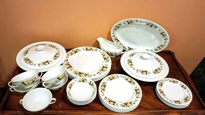 Vintage Royal Doulton Miramont 32 piece Dinner Set. Translucent China.