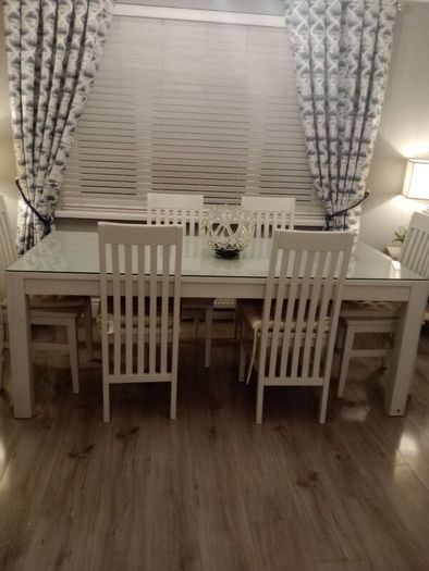 Table and six chairs