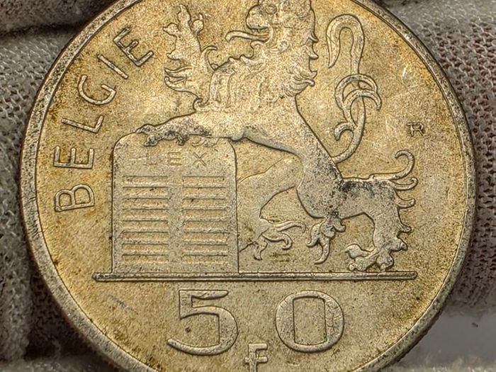 Belgium 1951 Silver 50 Francs Coin