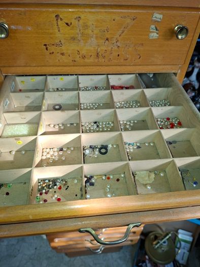 Beautiful Rare Old MEZ Progress Advertising Cabinet with Numbered Drawers 1 to 10 with Contents