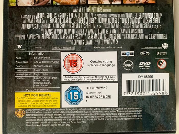 Blood Diamond [2006] Leonardo DiCaprio, Jennifer Connelly & Djimon Hounsou [Movie DVD]