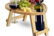 Folding Wooden Wine and Cheese Board for Outdoor Picnics, Romantic Date Nights, and Garden Parties Compact Lightweight Wine Holder Table