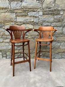A Pair of bentwood highstools.