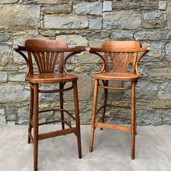 A Pair of bentwood highstools.