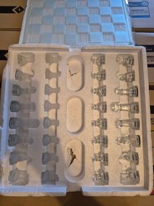 Glass Chess Set With Clear and Opaque Pieces
