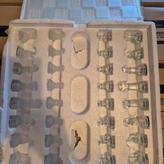 Glass Chess Set With Clear and Opaque Pieces