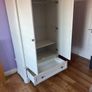 White double door high wardrobe with bottom drawer and shelf Image 5