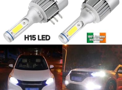 2pcs H15 LED Hi/Lo Car Headlight Bulbs HID 12V 6000K Light Bulbs White