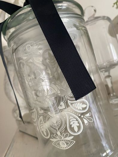 ShabbyChic Decorative Glass Storage with velvet Ribbon