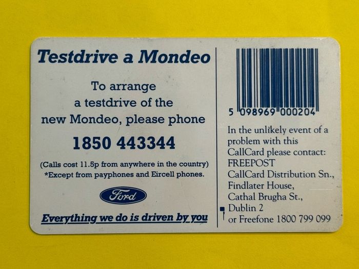 Callcard 1073 Ford Mondeo