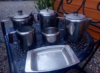 Stainless steel vintage teapot etc