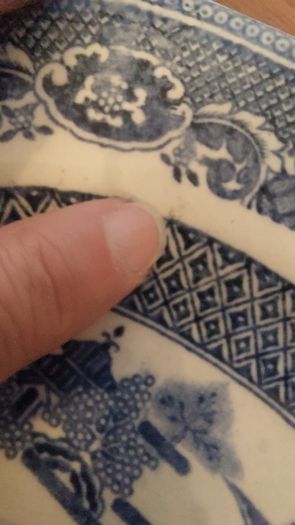 Beautiful Antique Blue and White Transferware Willow Pattern Small Platter, by D. Methven & Sons, Kirkaldy, Scotland, Circa 1847-1864