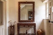 Good quality carved wood marble topped console table.