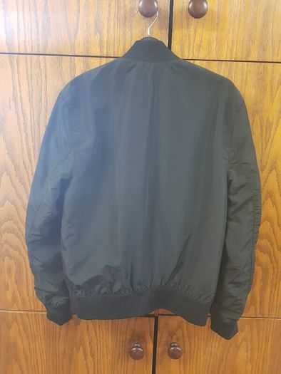 Long black heavy zipped sleeved jacket, Size - XS
