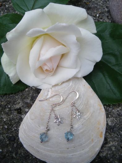 Blue Topaz, Sterling silver earrings, December birthstone,Drop earrings