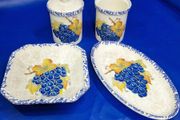 Italian Ceramic Set  Due Torri  Grapes Design  4 Piece