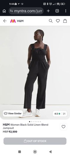 linen mix black jumpsuit