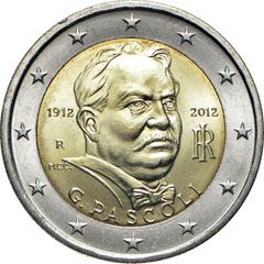 Italy 2 Euro Commemorative Coin 2012 - Giovanni Pascoli. Uncirculated.