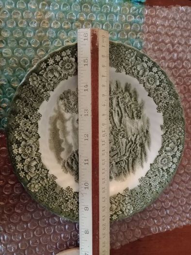 Green plates,  British Anchor, green transferware, green delph