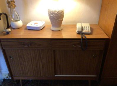 1950s sideboard with 2 drawers & sliding doors.