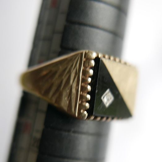 Mens Ring Signet Genuine Solid 9Ct Yellow Gold Onyx 3,3g size S1/2