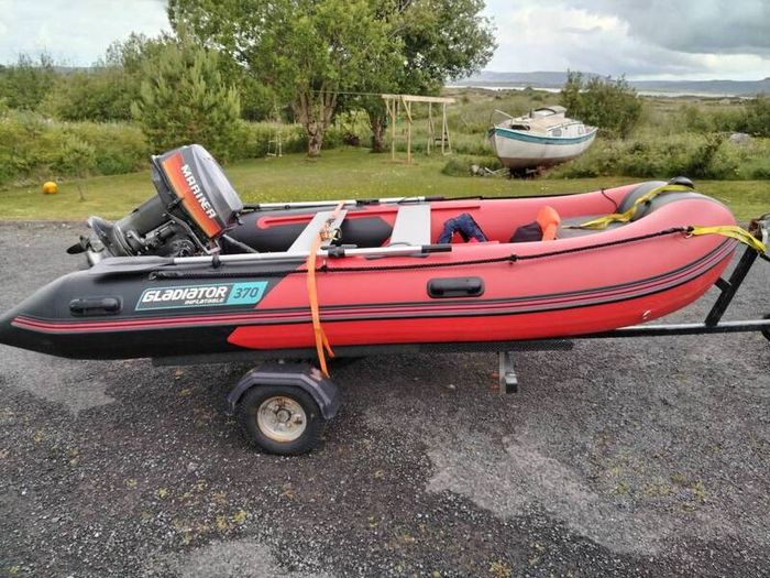 Gladiator 370 Inflatable Boat, Mariner 20hp & Trailer Package