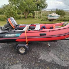 Gladiator 370 Inflatable Boat, Mariner 20hp & Trailer Package