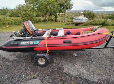 Gladiator 370 Inflatable Boat, Mariner 20hp & Trailer Package