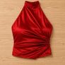 New Red Satin Debs Dress Prom Ball Gown Full Length Evening Gown Image 3