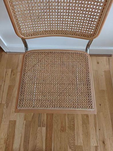 Pair of Mid-Century Modern Cesca Style Wicker & Chrome Dining Chairs